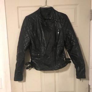 Max Jeans Faux Leather Moto Jacket